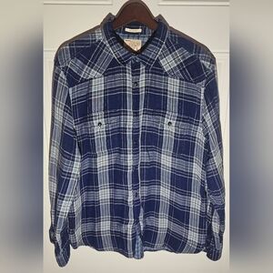 Lucky's Brand Plaid Flannel Blue Long Sleeve Button Down Shirt, Large